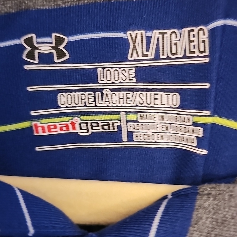 Under Armour Blue and White Striped Polo Shirt - Picture 3 of 9